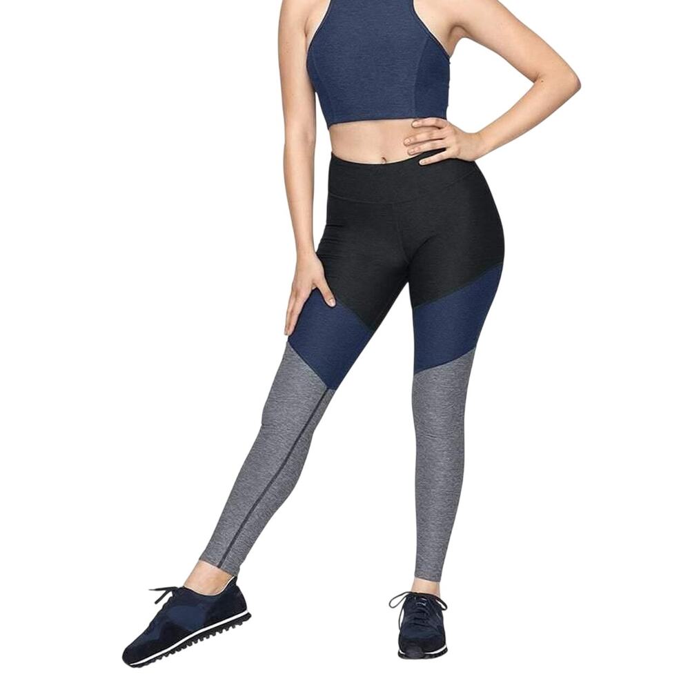 Outdoor Voices Springs 7/8 Leggings Small Colorblock Navy Gray Athleisure Yoga